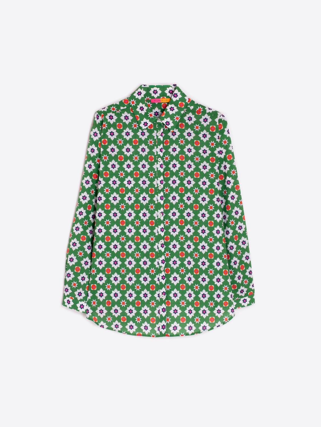 Vilagallo - GEOMETRICO VERDE ROSA SHIRT