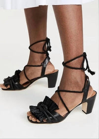 TORY BURCH Women's Rope Ankle Tie Sandal in black - women's sandal - detail view
