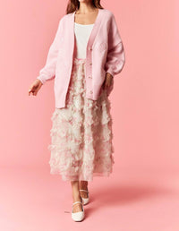 Peach Love Sweetheart Knit Oversized Cardigan in pink - women's sweater