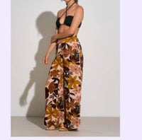 Elan - Floral Pant W/side Slit