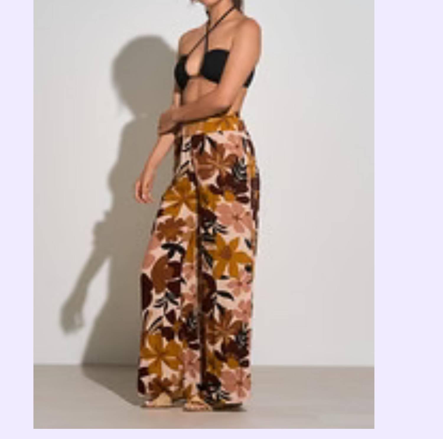 Elan - Floral Pant W/side Slit
