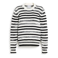 Barrie Striped Cashmere Cotton Round Neck Jumper in black - women's sweater - view 6
