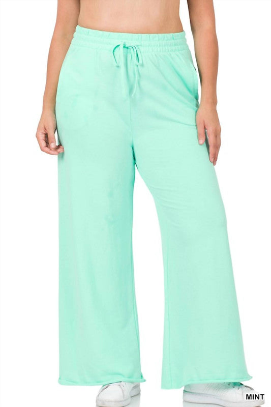 Zenana - French Terry Wide Leg Lounge Pants