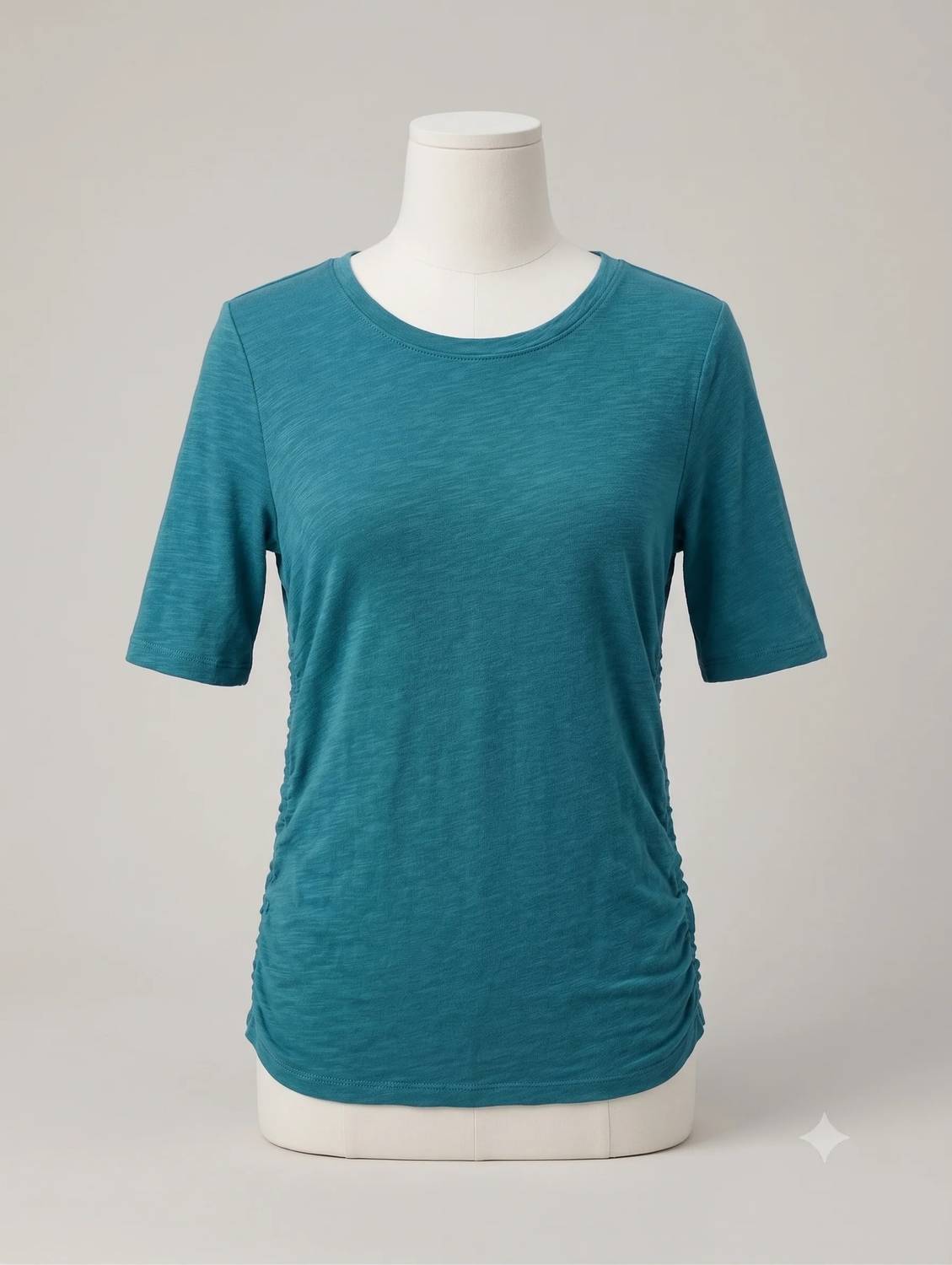 Elliott Lauren - Ruched Side Seams Elbow Sleeve Tee