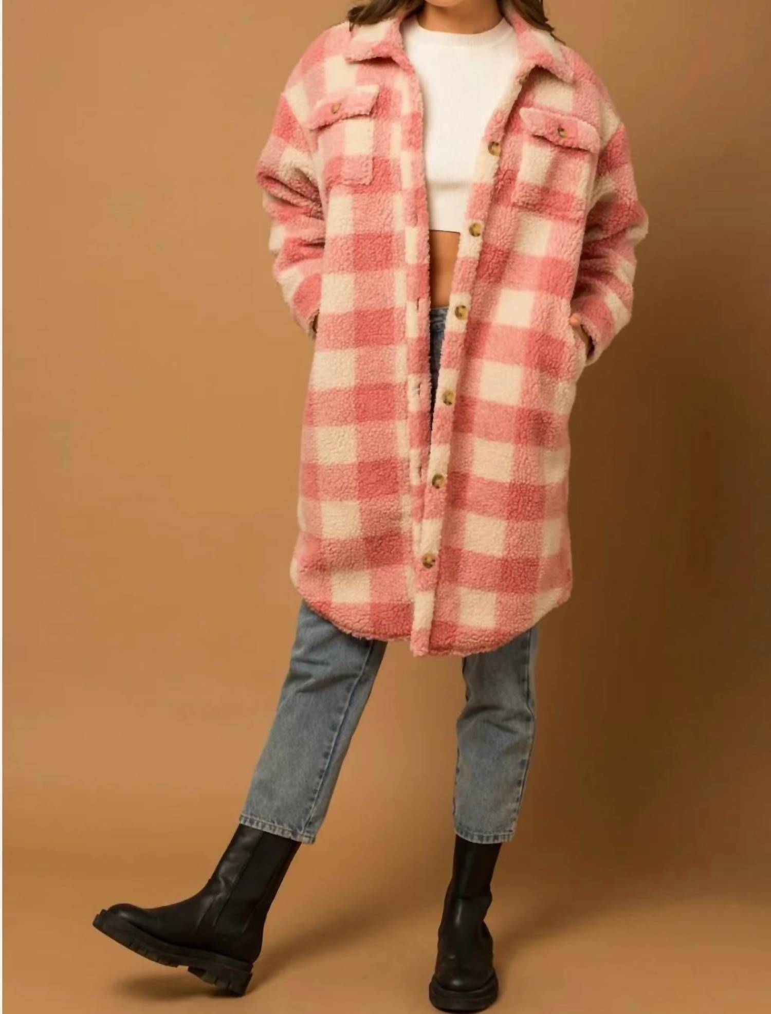 Gilli - Buffalo Plaid Sherpa Shacket