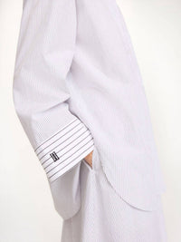 BY MALENE BIRGER Derris Organic Cotton Shirt in black white mix stripe - women's shirt - alternate view