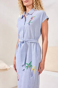 Tribal - Placement Embroidered Shirt Dress