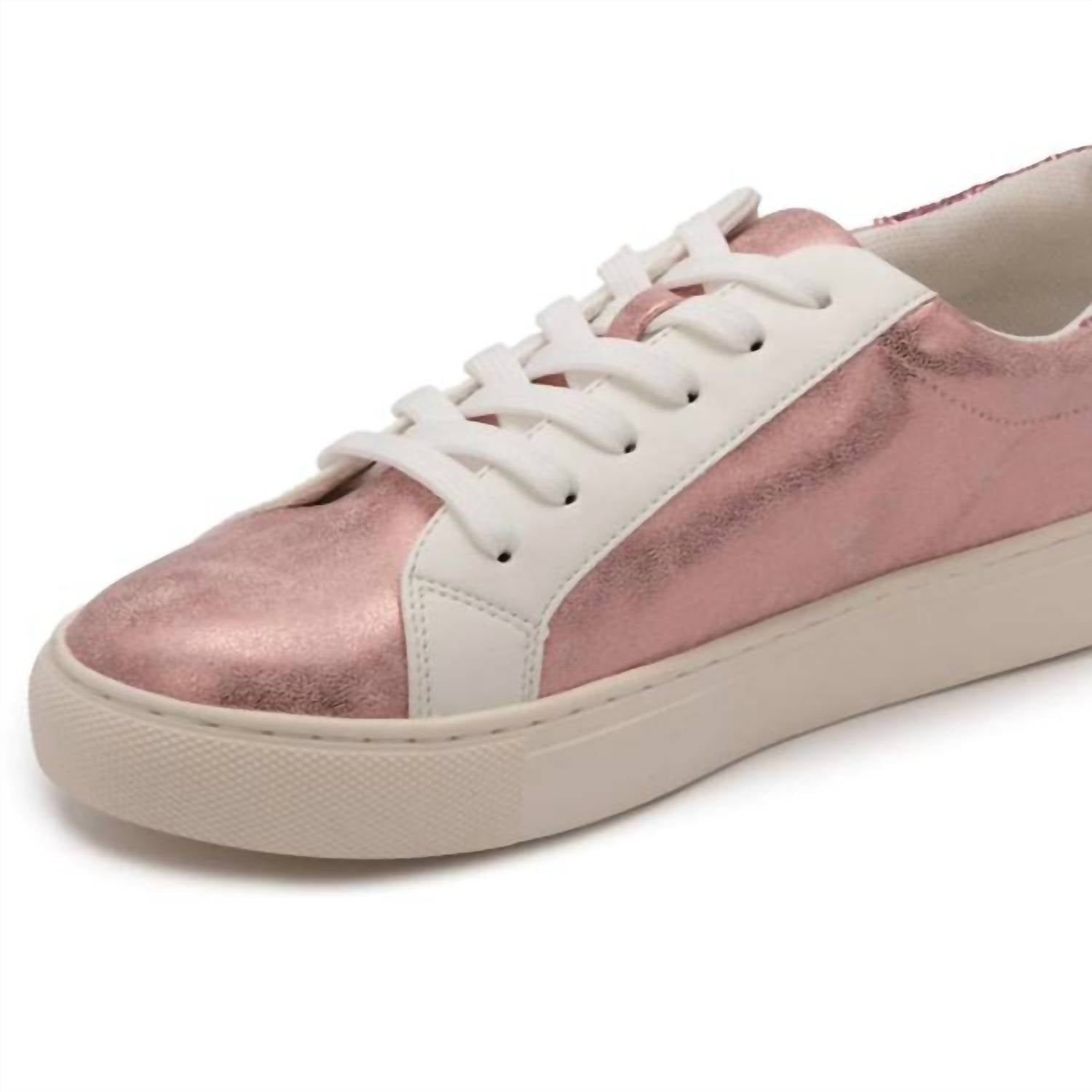 Hey Girl by Corkys Women's Supernova Glitter Sneaker in pink metallic 1 - women's sneaker - detail view