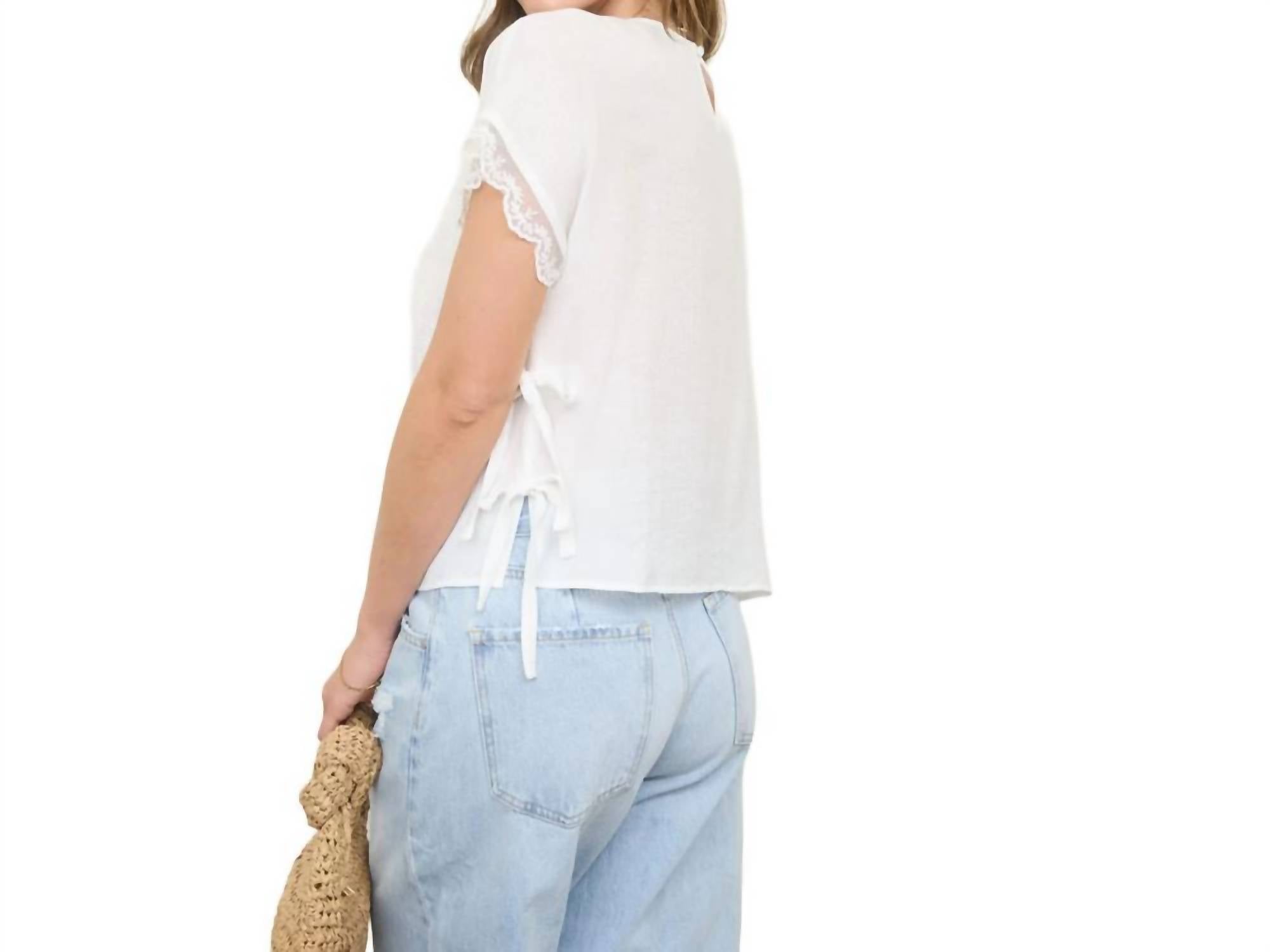 Blu Pepper - Side Tie Lace Trim Top