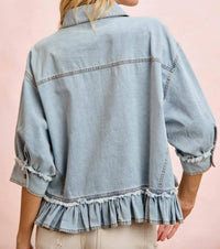 Bibi - Ruffled Hem Button Up Top