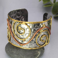 Zad - Women's Mixed Metal Hammered Cuff Bracelet