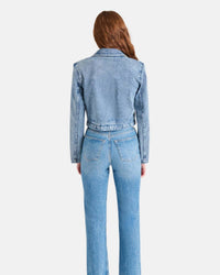STEVE MADDEN Tarin Denim Blazer in blue - women's jacket - detail view
