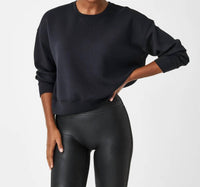 Spanx Airessentials Crew Pullover in very black - women's top