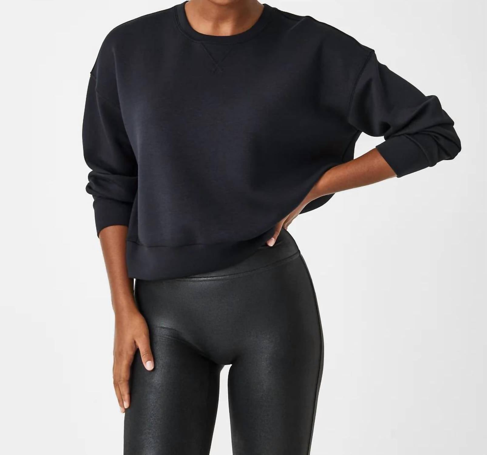 Spanx Airessentials Crew Pullover in very black - women's top