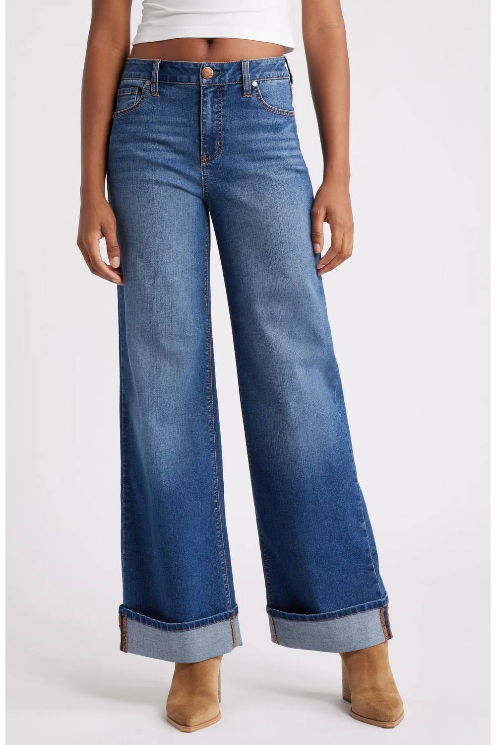 1822 Denim - Slim Wide Leg With Cuff Jeans