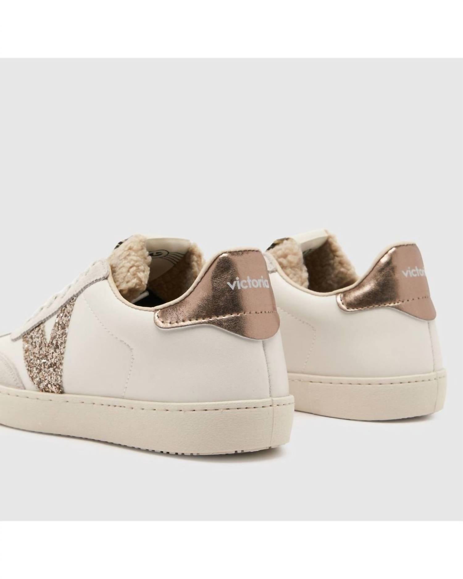 VICTORIA Women's Berlin Glitter Shoe in bone gold - women's sneaker - detail view