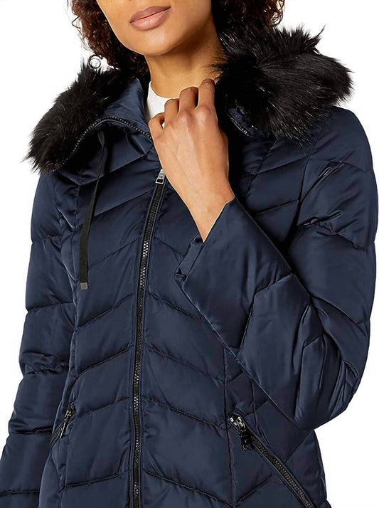 T Tahari - GWEN CHEVRON PUFFER COAT