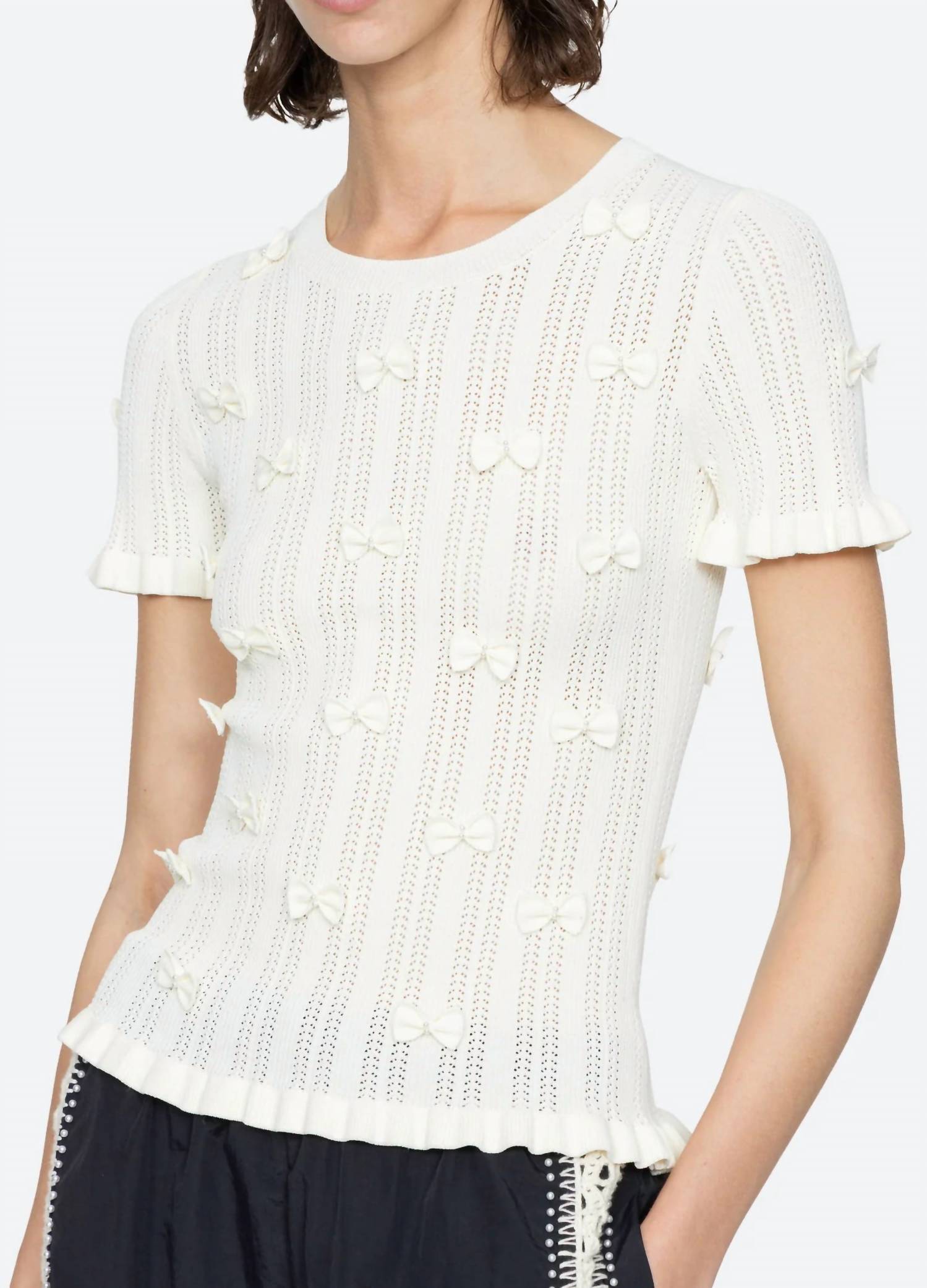 SEA Alberta Pearl Knit Top in cream - women's t-shirt - view 6