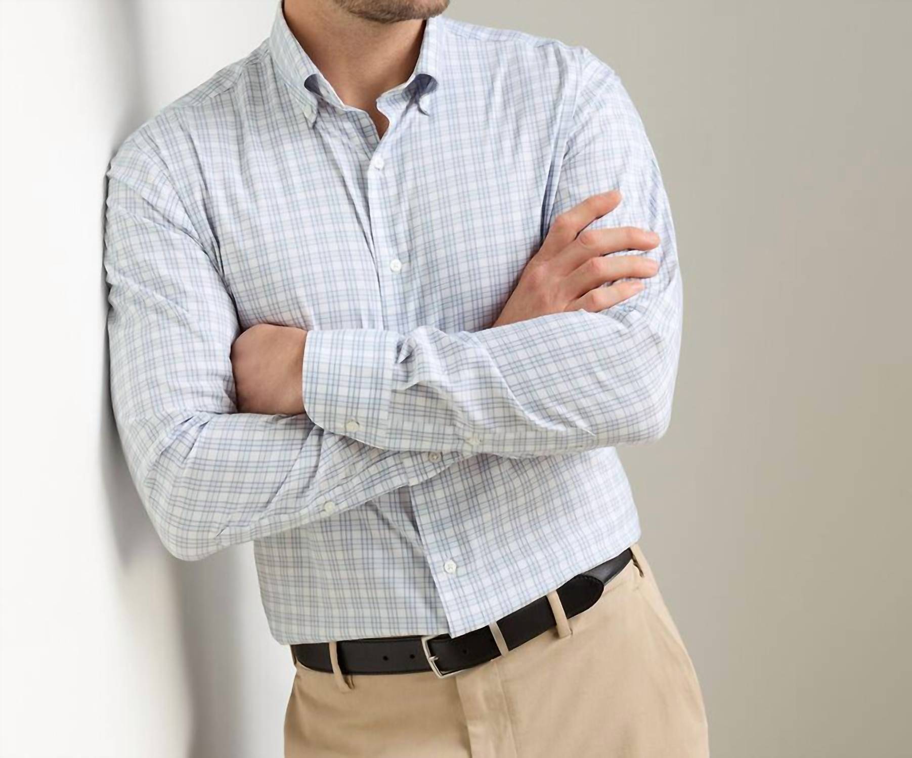 PETER MILLAR Douglas Crown Lite Cotton-stretch Sport Shirt in blue - men's shirt