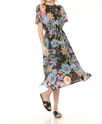 Johnny Was DAMARIS SLIP DRESS in caetena print repeat - women's dress - detail view