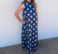 Whimsical Mimsy - Satin Halter Maxi Dress