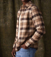 The Normal Brand Louis Heavyweight Flannel Shirt in mink plaid - men's long sleeve top - view 4