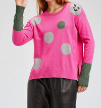 Zaket & Plover - Spots Intarsia Sweater with Happy Face