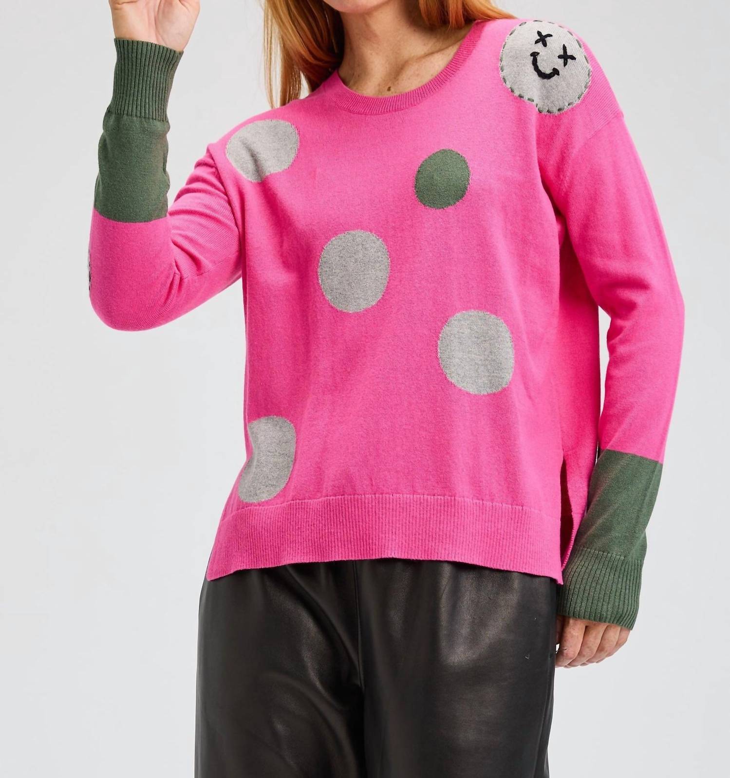 Zaket & Plover - Spots Intarsia Sweater with Happy Face