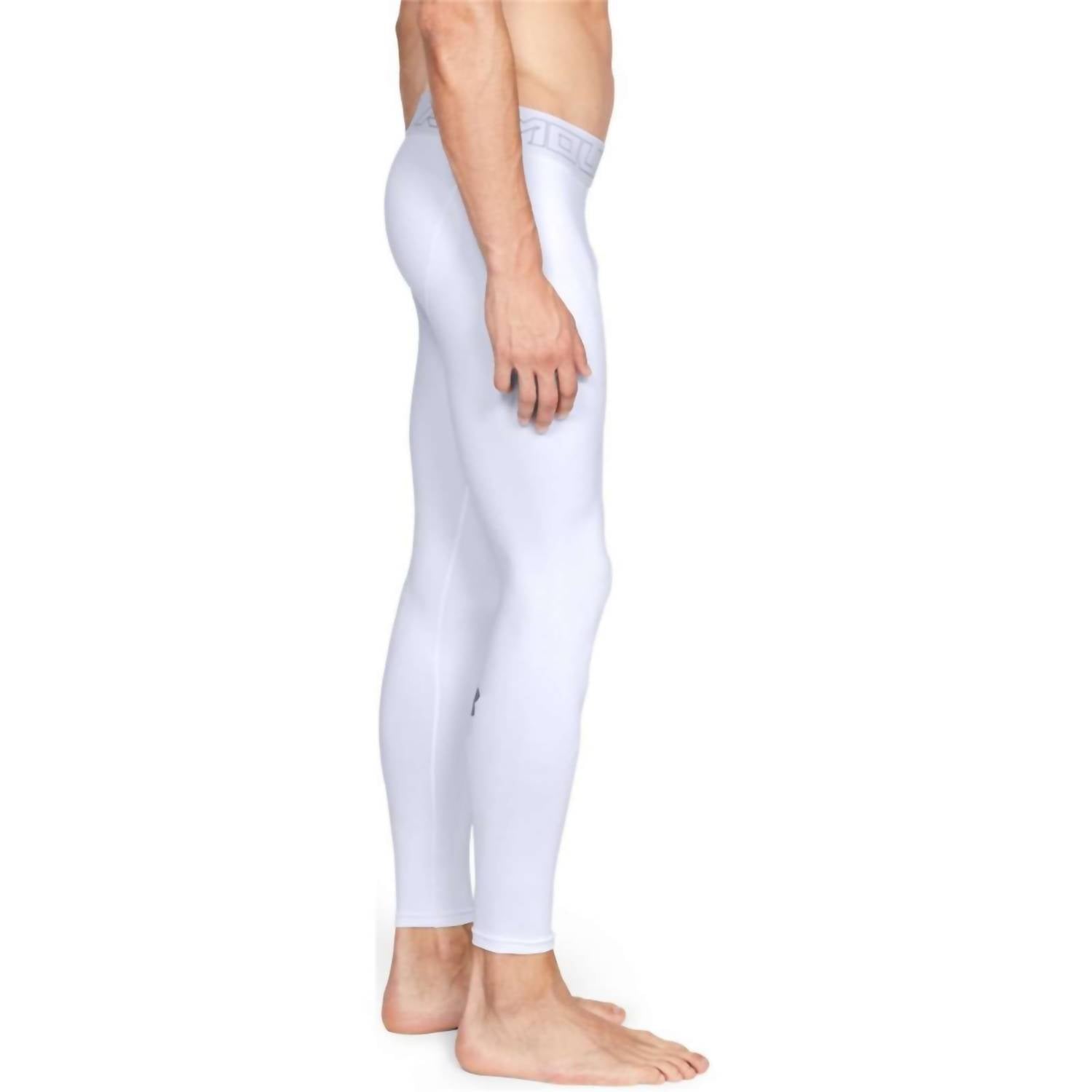 UNDER ARMOUR Men's Cold Gear Leggings - Plus in white - men's pants - detail view