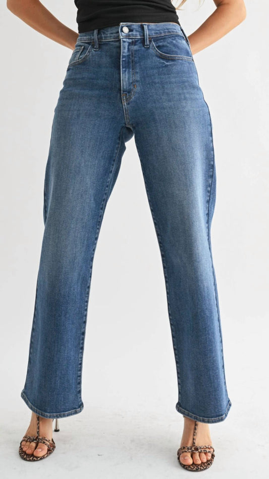 Just Black Denim - Mid Rise Full Length Straight Jeans