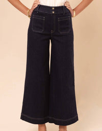 spartina 449 Pritchard Wide Leg Pull On Jean in midnight marina rinse wash - women's pants - alternate view