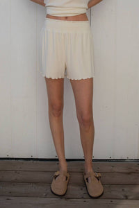 Things Between Posey Ribbed Shorts in cream - women's shorts