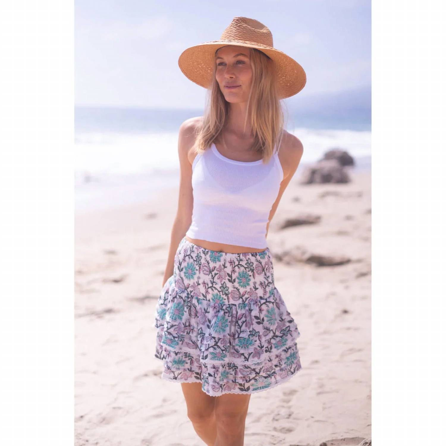 Bell - Pleated Smocked Mini Skirt