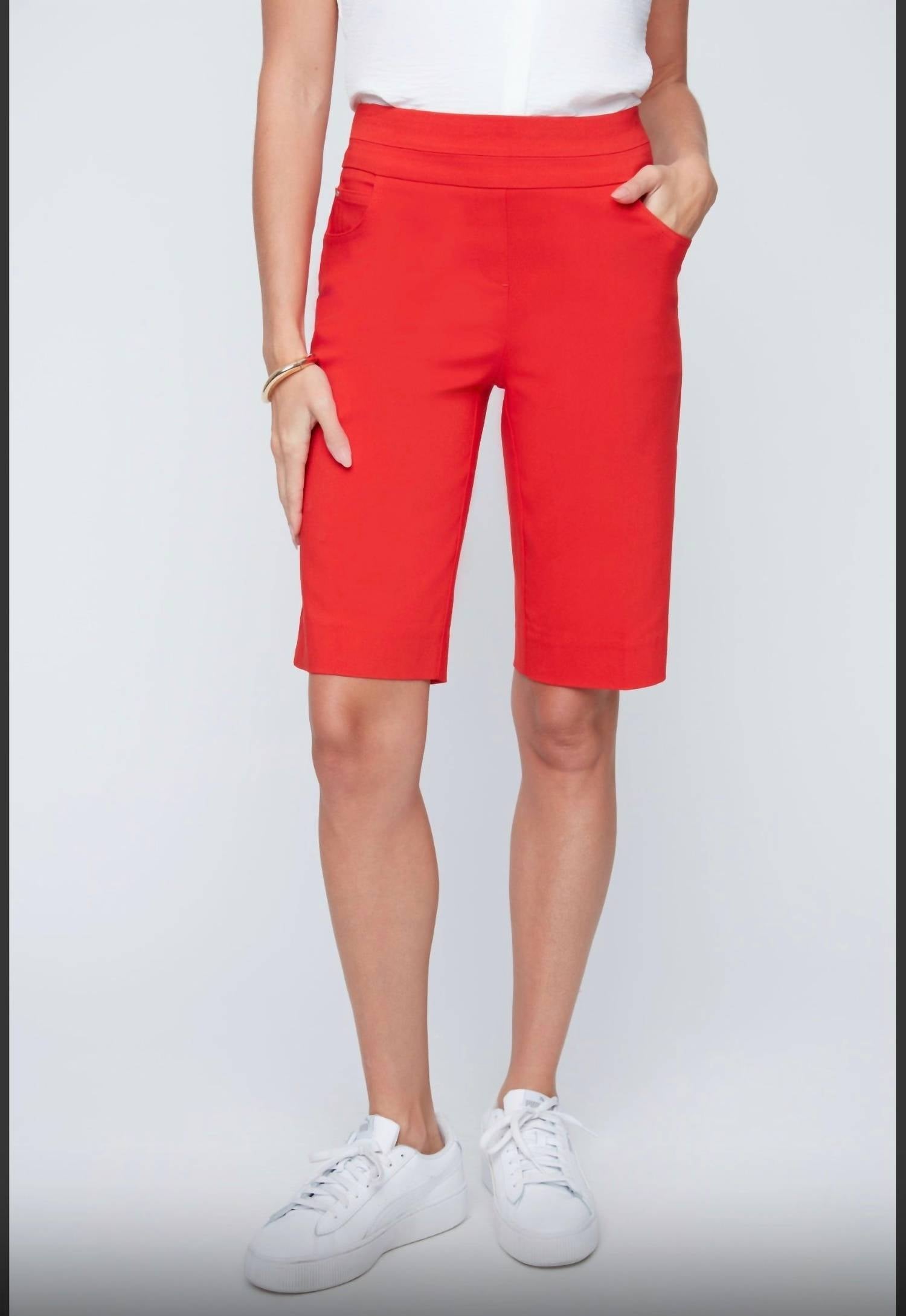 Renuar Course Classic Pull-on Shorts in scarlet - women's shorts - alternate view