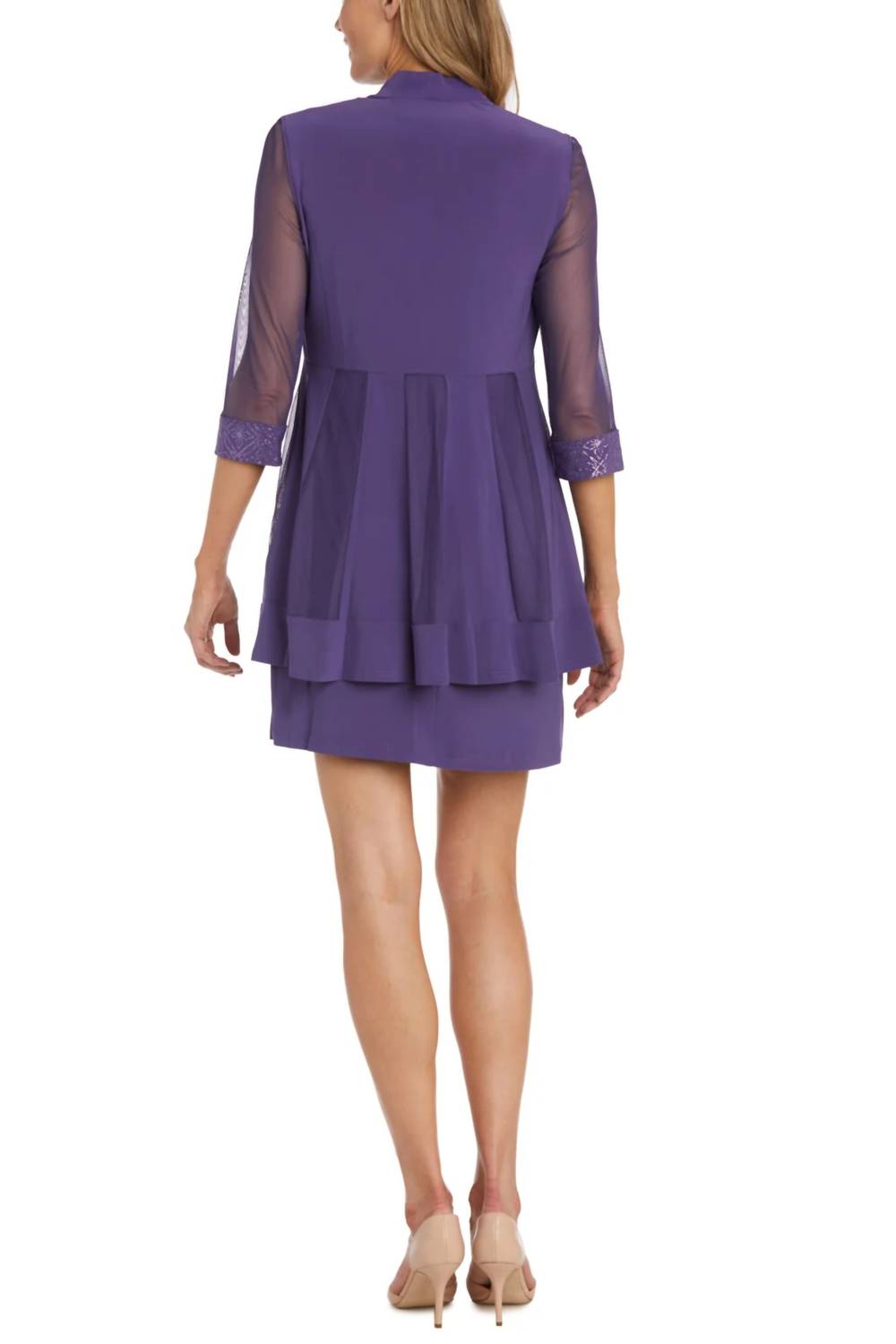 R&M Richards - Sparkle Mesh Knee-Length Jacket & Dress Set