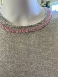 Pure Amici - Women's Cotton Cashmere Split Hem Crew Sweater