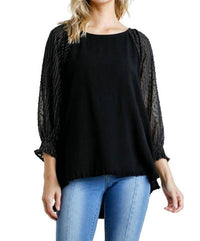 Umgee - Mesh Puff Sleeve Top