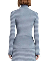 Proenza Schouler Phyllis Turtleneck Knit Top in slate - women's sweater - detail view