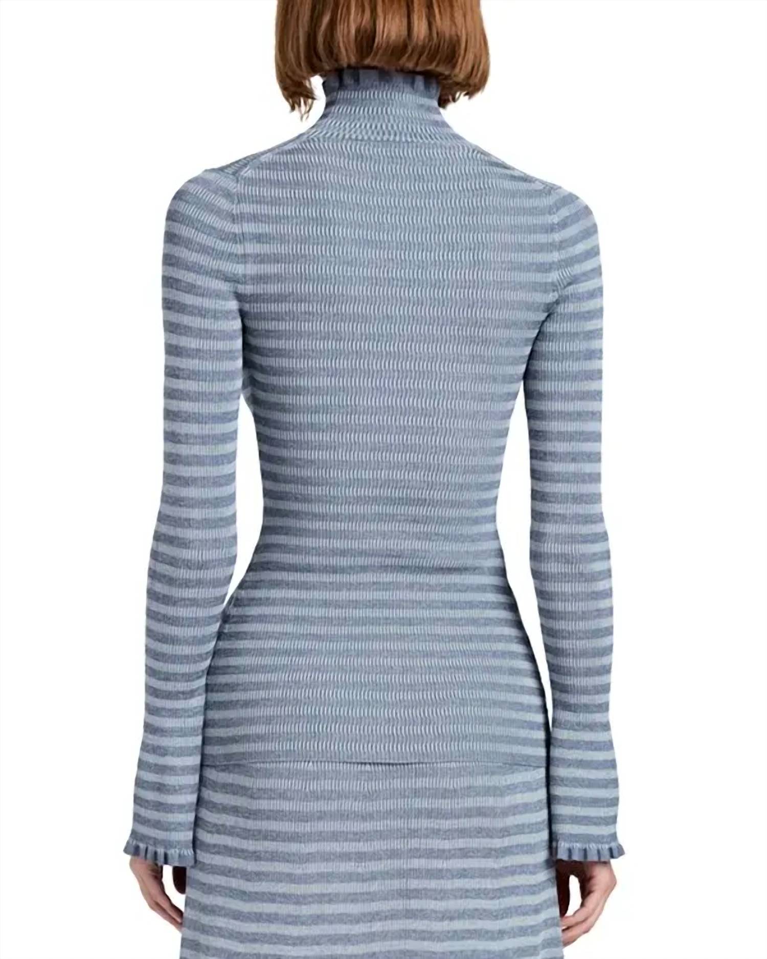 Proenza Schouler Phyllis Turtleneck Knit Top in slate - women's sweater - detail view