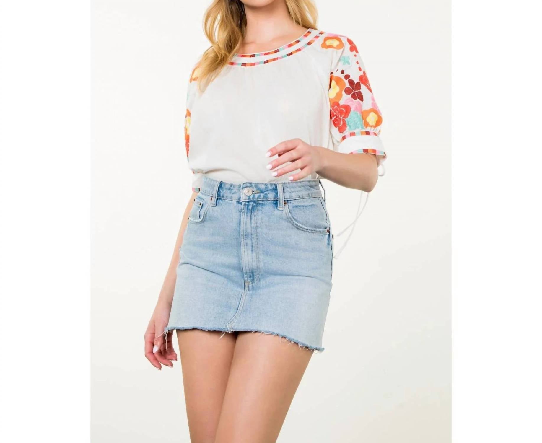 Thml - Women's Embroidered Puff Sleeve Top