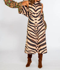 Elizabeth James The Label Claire Sleeveless Midi Dress in zebra - women's dress - detail view