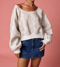 Papermoon - Nature Print Off-shoulder Long Sleeve Top