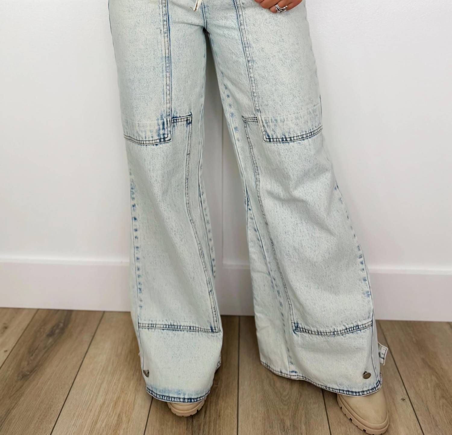 Bibi - Keep It Real High-rise Cotton Blend Wide Leg Jeans