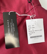 Alfred Sung - V-neck Satin Twill Cocktail Dress
