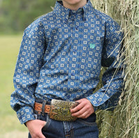 Cinch - Boys Long Sleeve Button Down Western Shirt