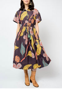 Ivy Jane Cinched Waist Shirt Dress in berry - women's dress