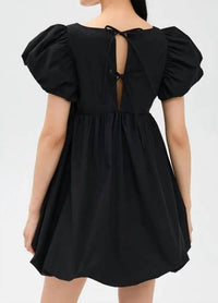 2.7 AUGUST APPAREL Bubble Scoop Neck Mini Dress in black - women's dress - detail view