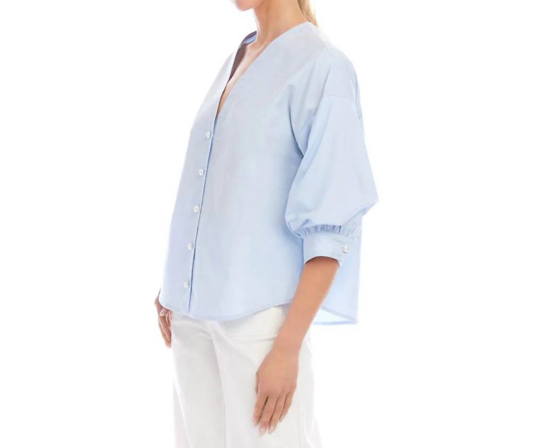 Karen Kane - Lantern Sleeve Pearl Button Top
