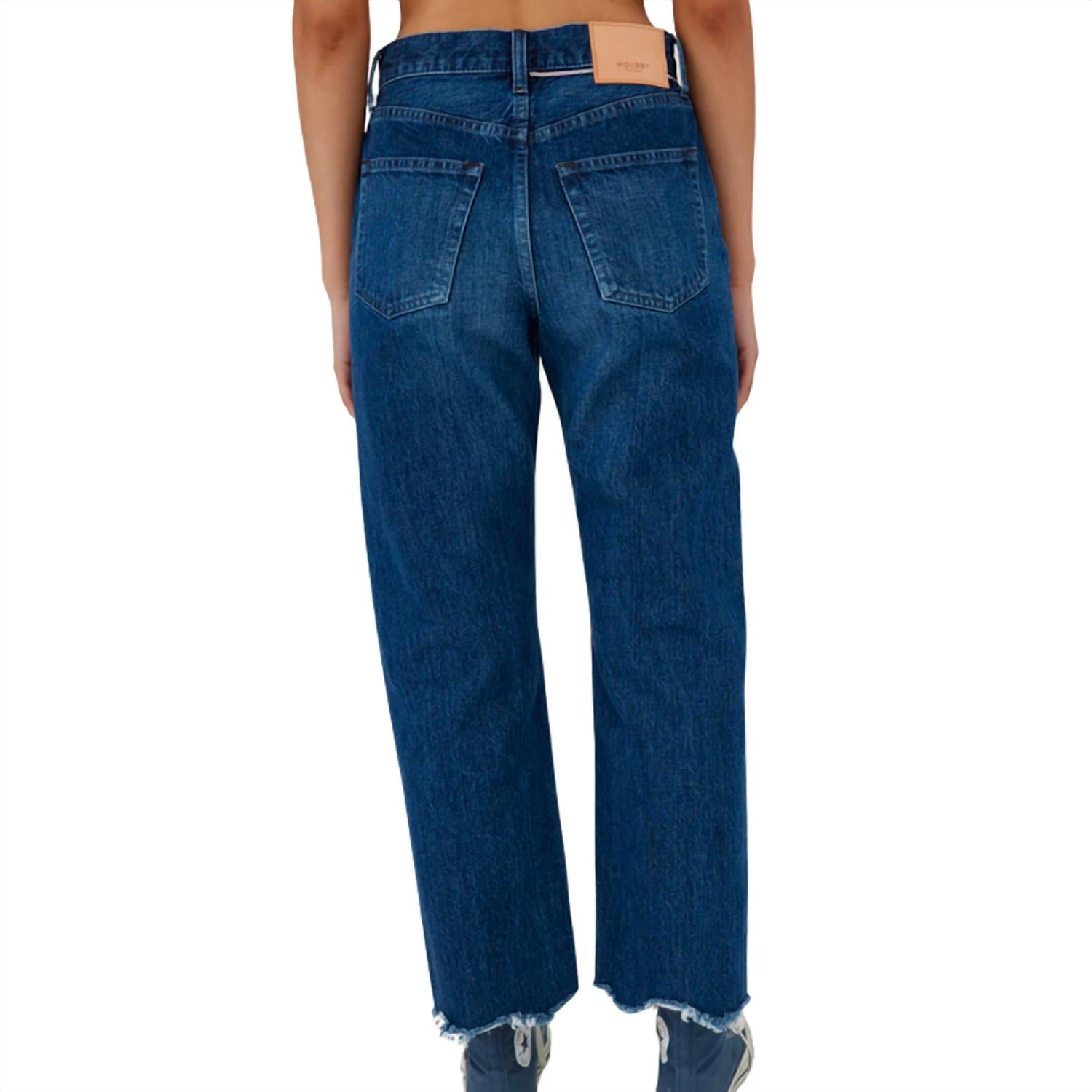 Moussy Corcoran Wide Straight-cropped Jean in blue - women's jeans - detail view