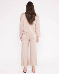 RIPLEY RADER Sweater Knit Wide Leg Pant: Cropped in oatmeal - women's pants - detail view